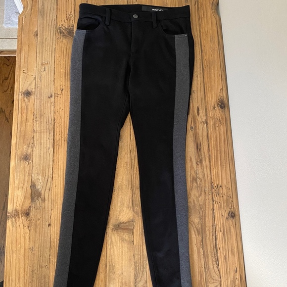DKNY Jeans Women's Black with Gray Stripe Down Tapered Leg Stretch Pants Sz 2 - Picture 7 of 13